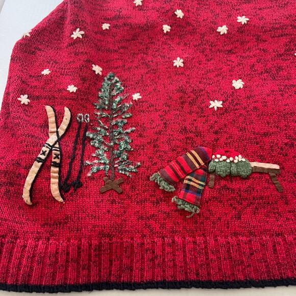 Coldwater Creek 3D Christmas Knit Cardigan Sweater Sz M Embroideted Cottage Red. - Picture 9 of 10